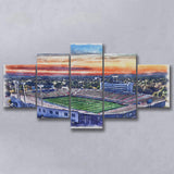 Arkansas Razorbacks War Memorial Stadium Watercolor, 5 Pieces, Multi Panel Canvas Prints Wall Art Decor