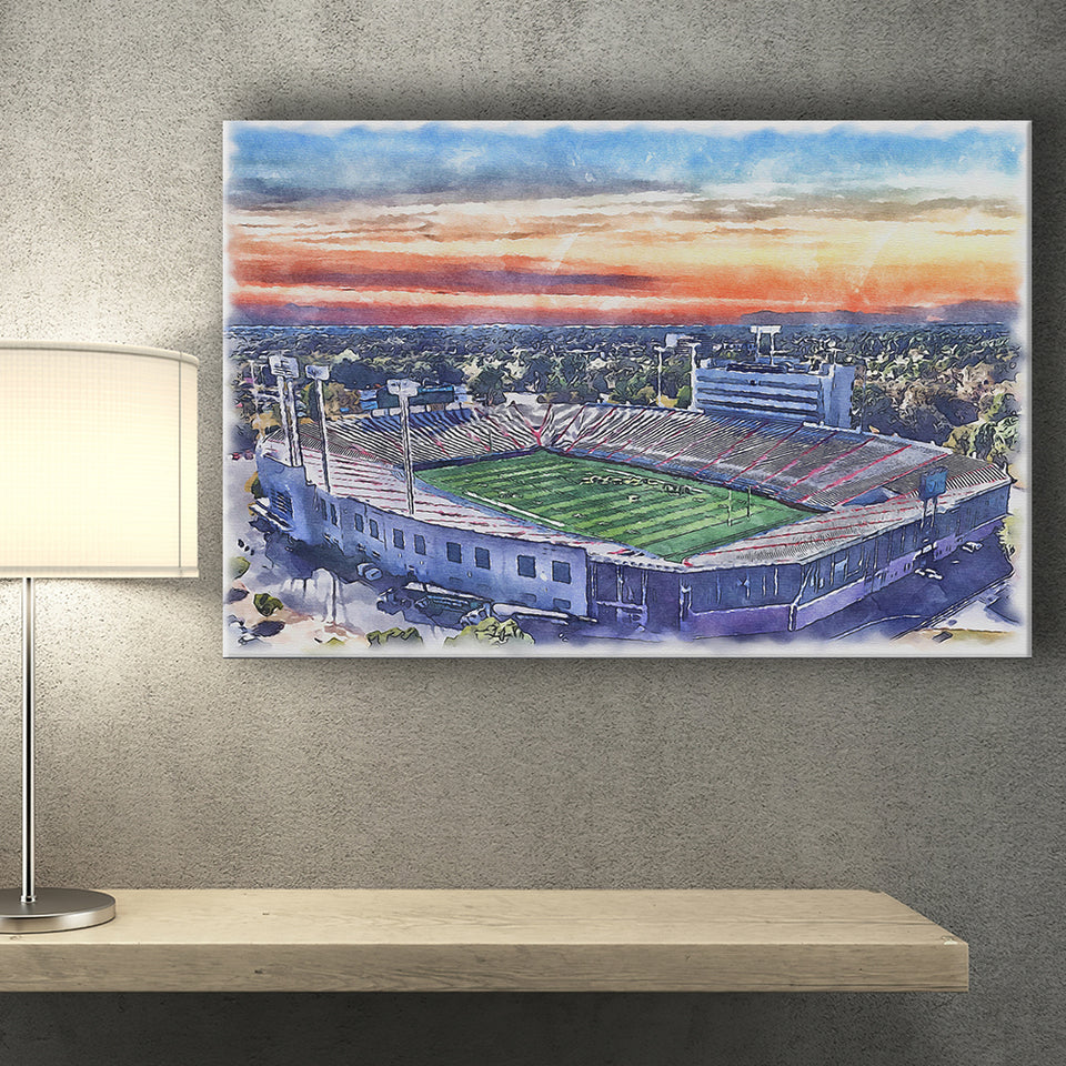 Arkansas Razorbacks War Memorial Stadium Watercolor, Sport Art Prints Fan Gift, Canvas Prints Wall Art Decor