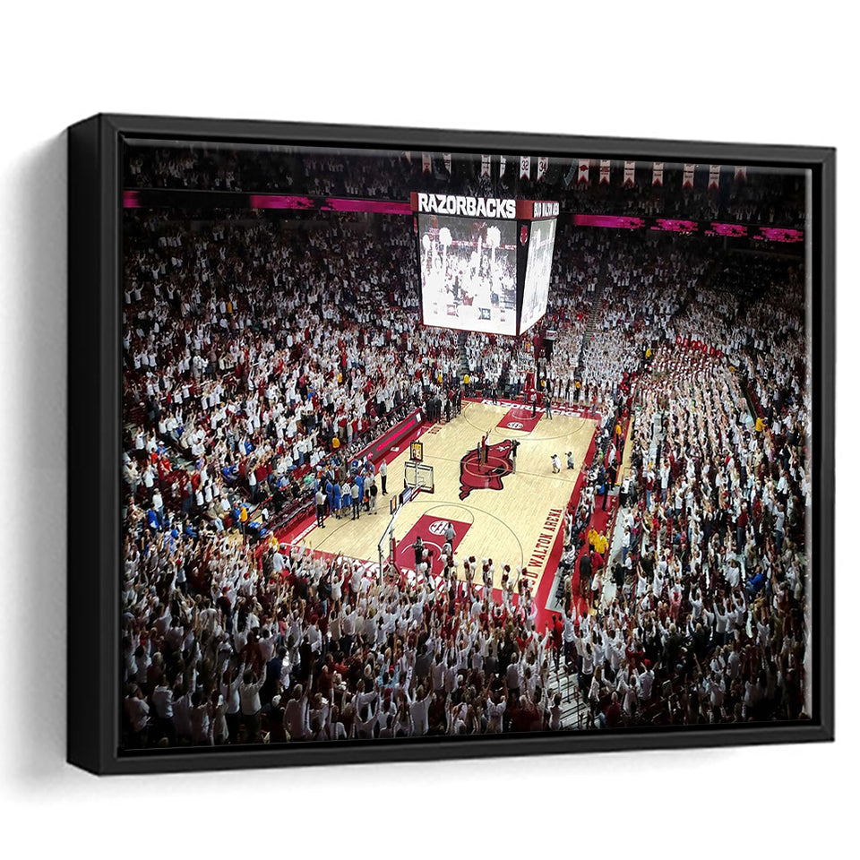 Arkansas Razorbacks Stadium Framed Canvas Prints Bud Walton Arena Wall Art,Sport Stadium Art Prints, Fan Gift