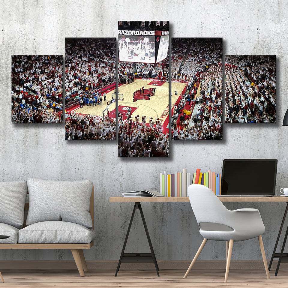 Arkansas Razorbacks Stadium Canvas Prints Bud Walton Arena Wall Art,Multi Panels,Sport Stadium Art Prints, Fan Gift