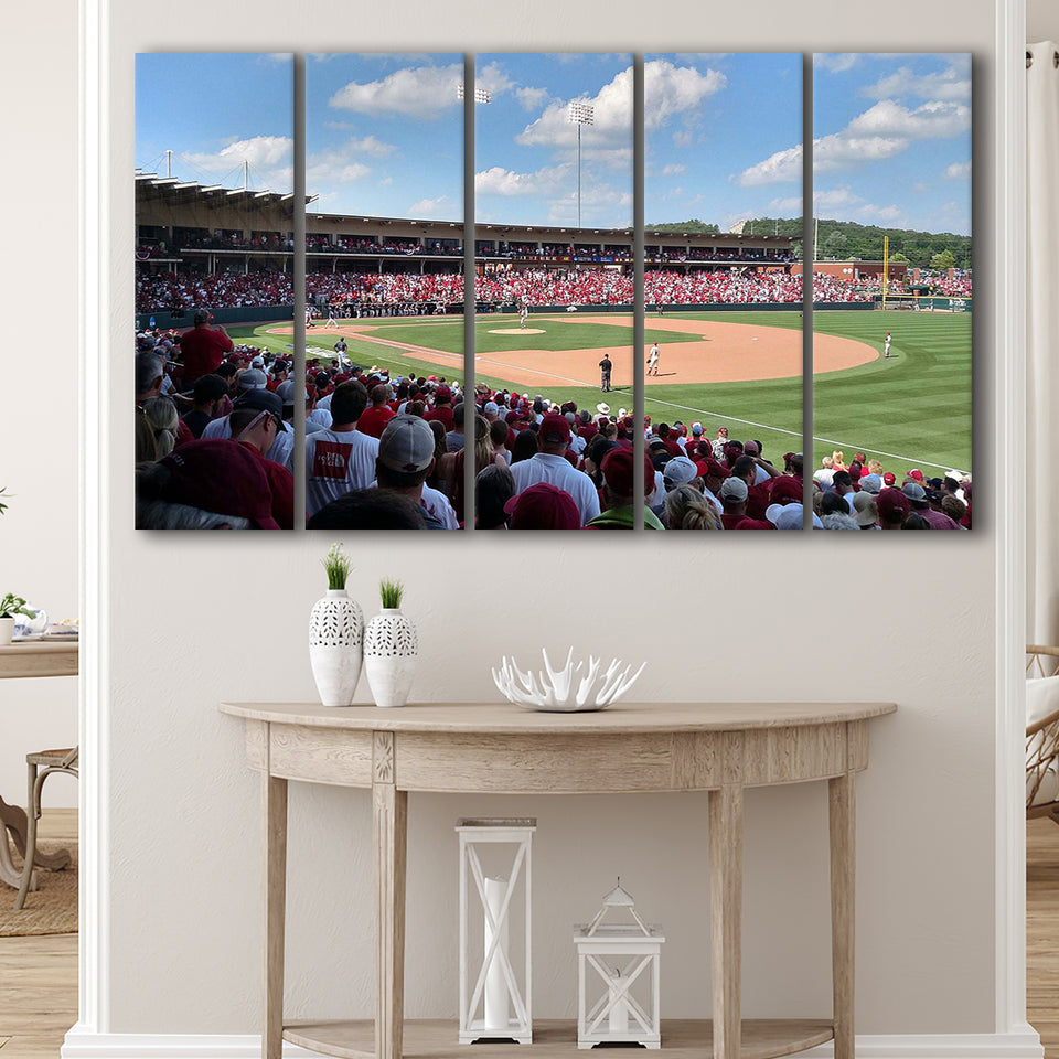 Arkansas Razorbacks Wall Art Baum Walker Stadium Canvas Prints,Multi Panels B,Sport Stadium Art Prints, Fan Gift