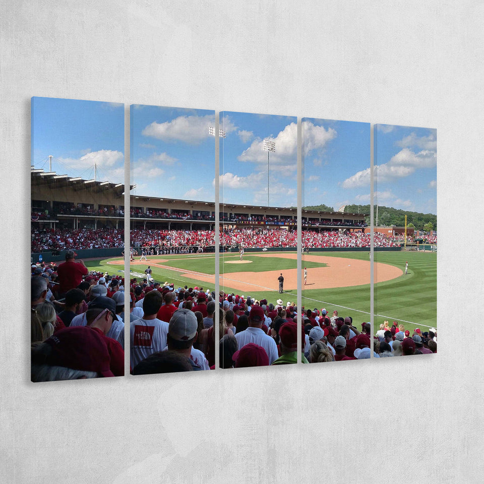 Arkansas Razorbacks Wall Art Baum Walker Stadium Canvas Prints,Multi Panels B,Sport Stadium Art Prints, Fan Gift