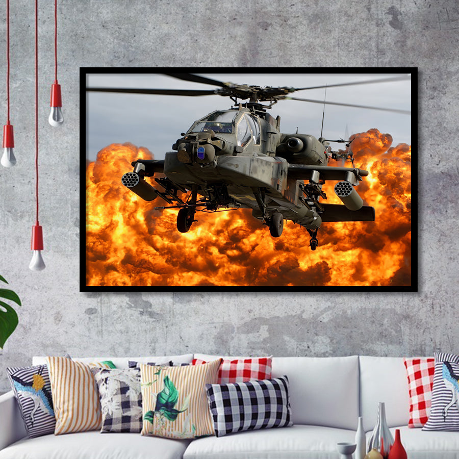 Army Attack Helicopter Crossword Fighter Helicopter Framed Art Prints Wall Decor - Painting Prints, Home Decor,Framed Picture, For Sale
