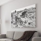 Army Barber Black And White Print, Soldier Getting Haircut Canvas Prints Wall Art Home Decor