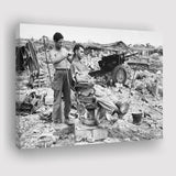 Army Barber Black And White Print, Soldier Getting Haircut Canvas Prints Wall Art Home Decor