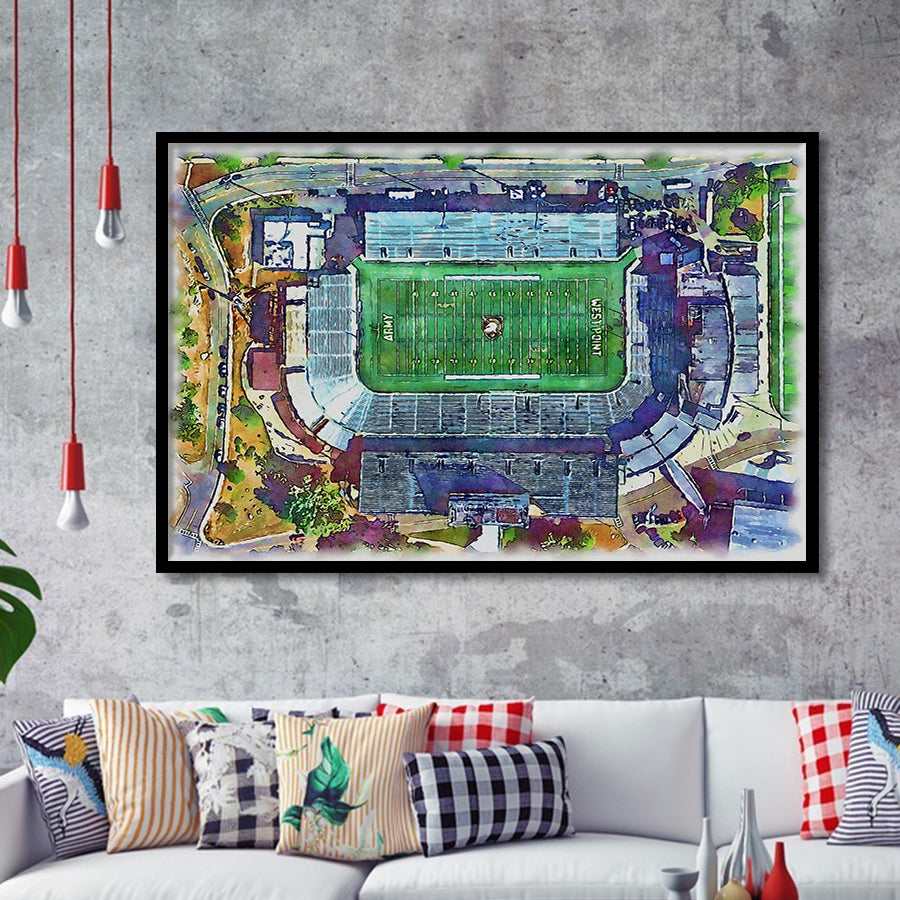 Army Black Knights Michie Stadium Watercolor, Sport Prints Fan Gift, Framed Art Prints Wall Art Decor