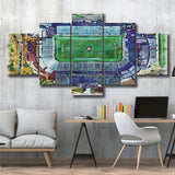 Army Black Knights Michie Stadium Watercolor, 5 Pieces, Multi Panel Canvas Prints Wall Art Decor