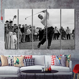 Arnold Palmer Golf Gifts For Men Black And Whitegolf Art 5 Pieces B Canvas Prints Wall Art - Painting Canvas, Multi Panel,5 Panels