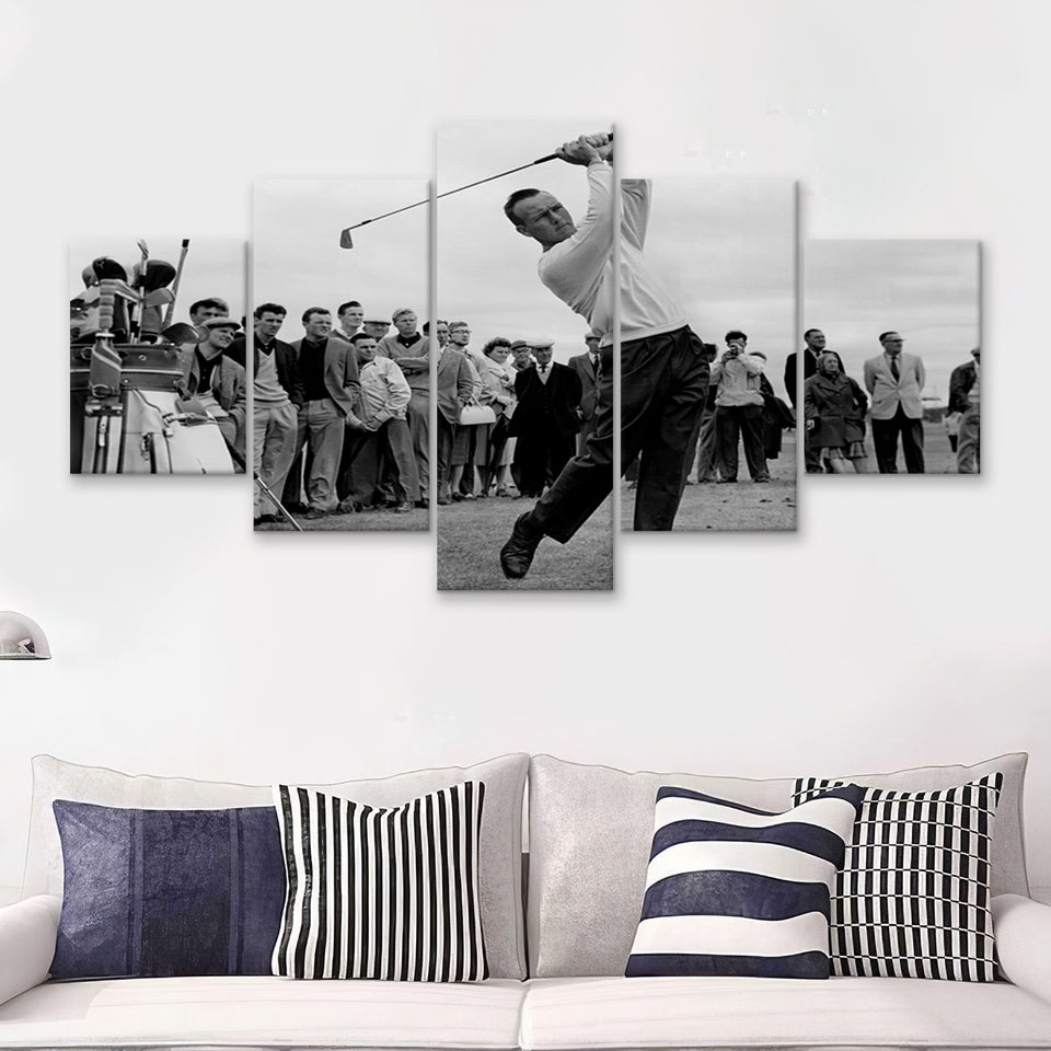 Arnold Palmer Golf Gifts For Men Black And Whitegolf Art 5 Pieces Canvas Prints Wall Art - Painting Canvas,Multi Panel,5 Panels