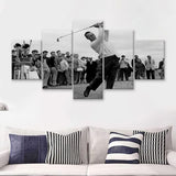 Arnold Palmer Golf Gifts For Men Black And Whitegolf Art 5 Pieces Canvas Prints Wall Art - Painting Canvas,Multi Panel,5 Panels