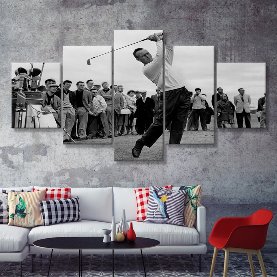 Arnold Palmer Golf Gifts For Men Black And Whitegolf Art 5 Pieces Canvas Prints Wall Art - Painting Canvas,Multi Panel,5 Panels