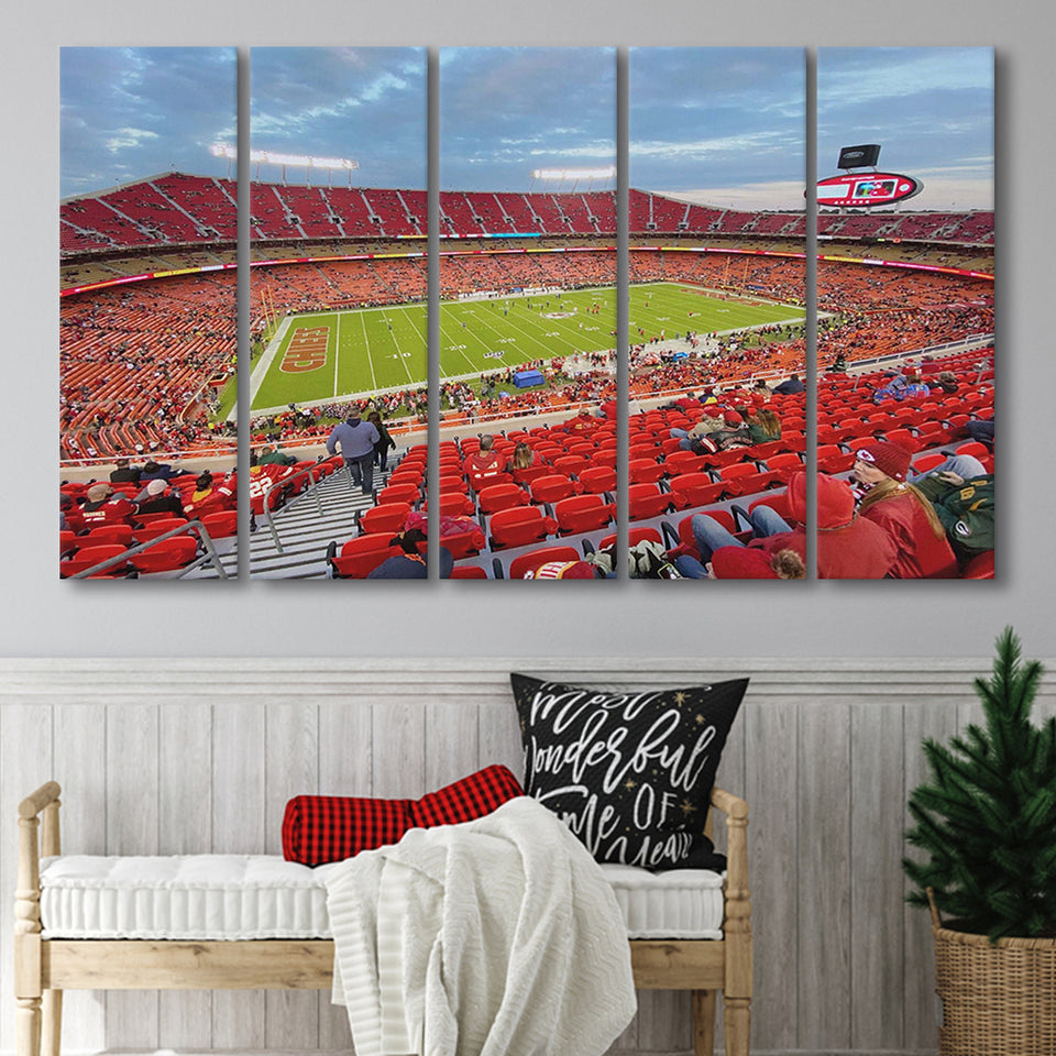 Arrowhead Stadium Canvas Prints Kansas City Wall Art American Football,Multi Panels B,Sport Stadium Art Prints, Fan Gift