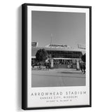 Arrowhead Stadium Kansas City Football Lovers Black And White Art Framed Canvas Prints Wall Art Home Decor, Floating Frame