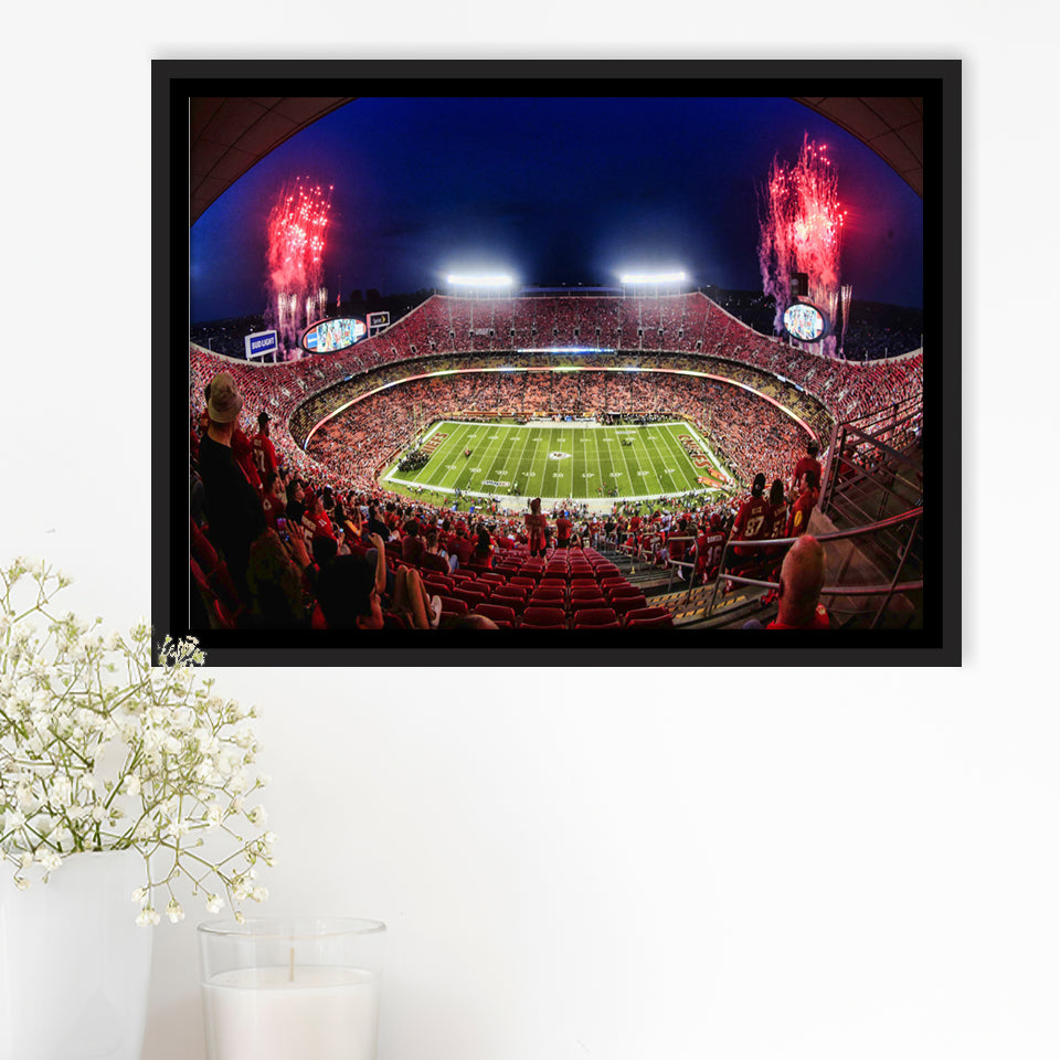 Arrowhead Stadium, Nfl, Kansas City Chiefs Stadium Framed Canvas Prints Wall Art - Painting Canvas, Wall Decor,Floating Frame