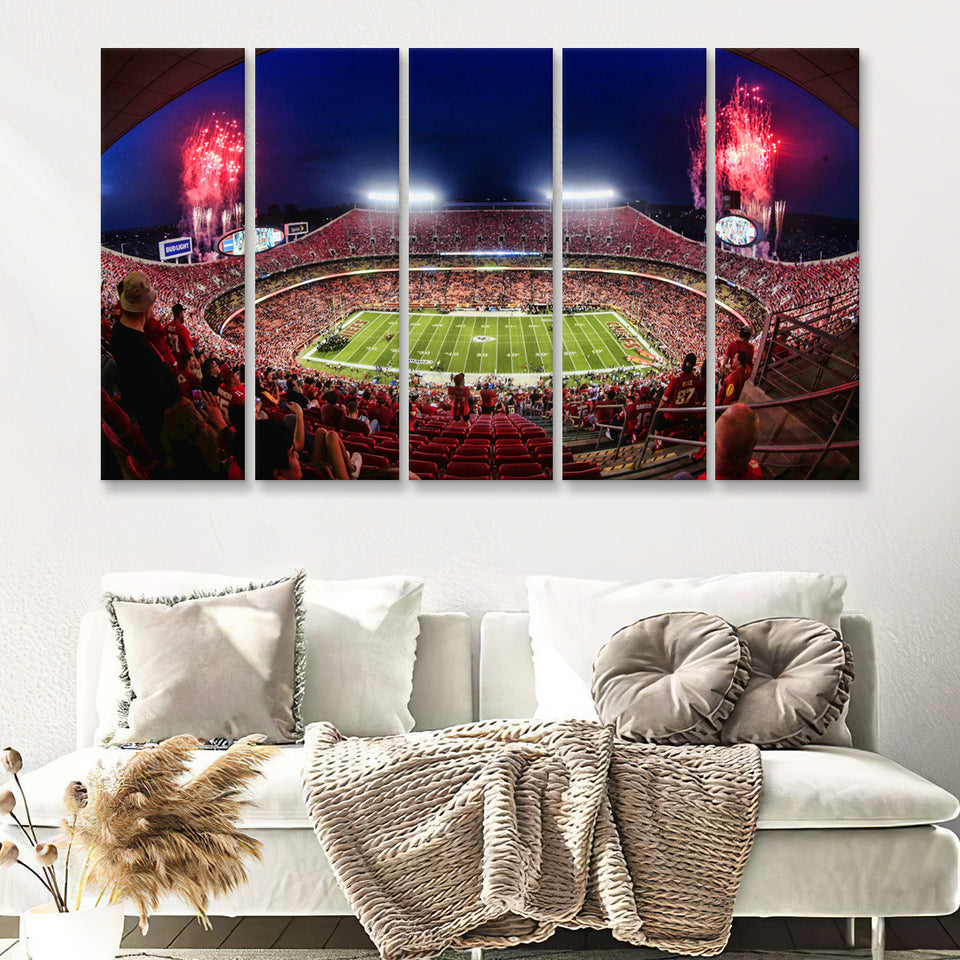 Arrowhead Stadium, Nfl, Kansas City Chiefs Stadium 5 Pieces B Canvas Prints Wall Art - Painting Canvas,Multi Panel, Fan Gift