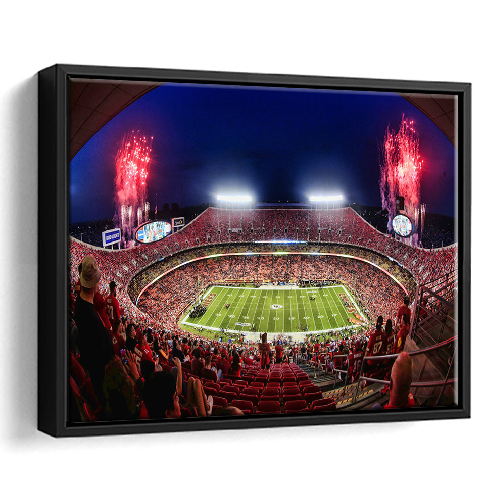 Arrowhead Stadium, Nfl, Kansas City Chiefs Stadium Framed Canvas Prints Wall Art - Painting Canvas, Wall Decor,Floating Frame