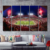 Arrowhead Stadium, Nfl, Kansas City Chiefs Stadium 5 Pieces B Canvas Prints Wall Art - Painting Canvas,Multi Panel, Fan Gift