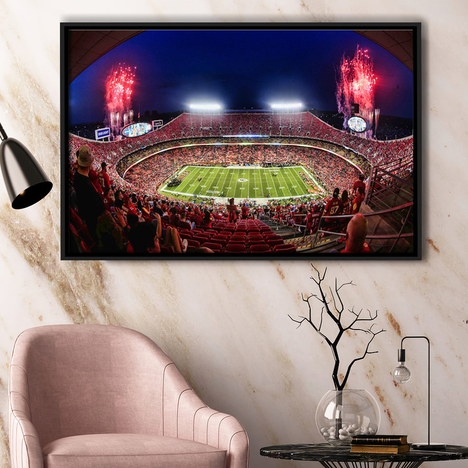 Arrowhead Stadium, Nfl, Kansas City Chiefs Stadium Framed Canvas Prints Wall Art - Painting Canvas, Wall Decor,Floating Frame