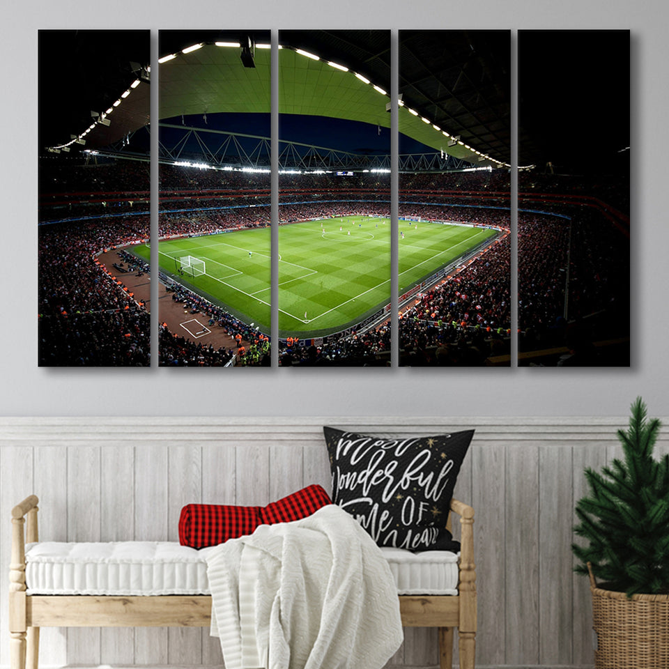 Arsenal Emirates Stadium at Night, Stadium Canvas, Sport Art, Gift for him, Multi Panels B, Canvas Prints Wall Art Decor