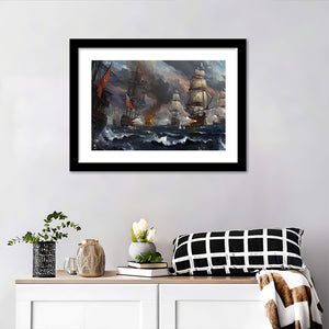Artstation Sea Battle, Igor Artyomenko Warship Wall Art Print - Framed Art, Framed Prints, Painting Print