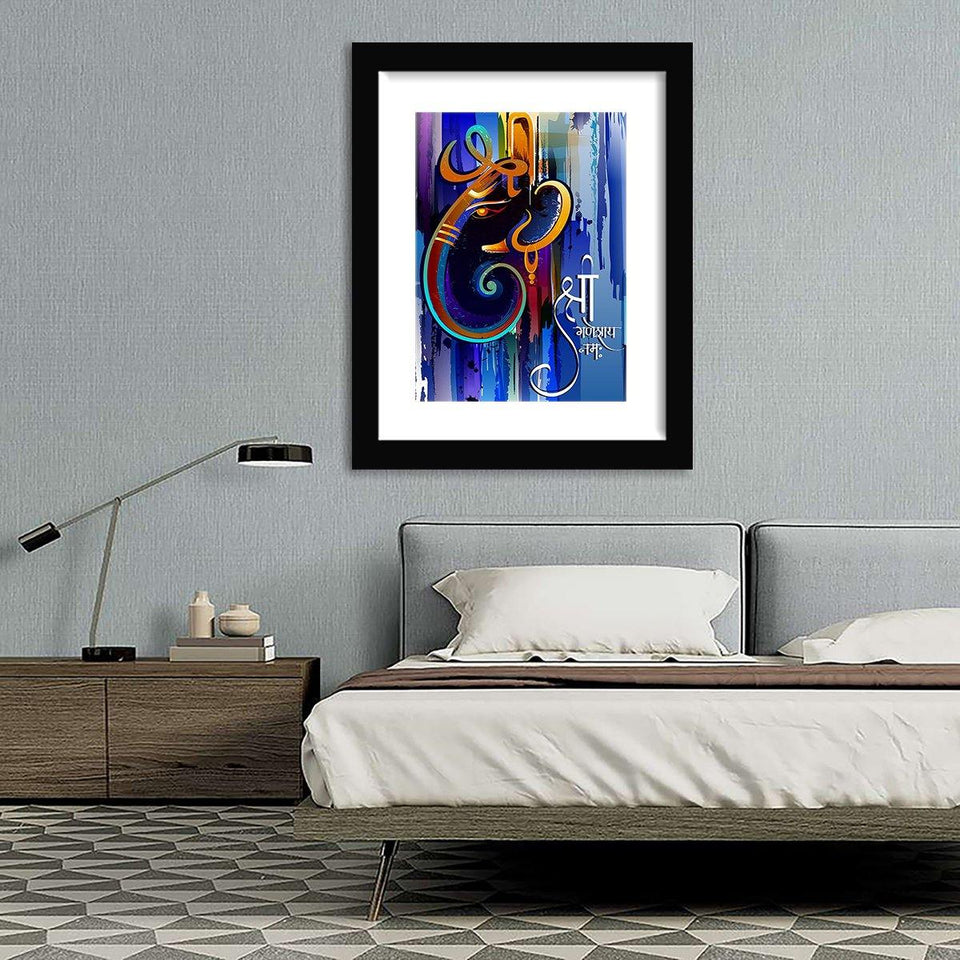 Artistic Ganesha In Colours - Framed Prints, Painting Art,Art Print, Framed Art,Plexiglass Cover - Unixcanvas