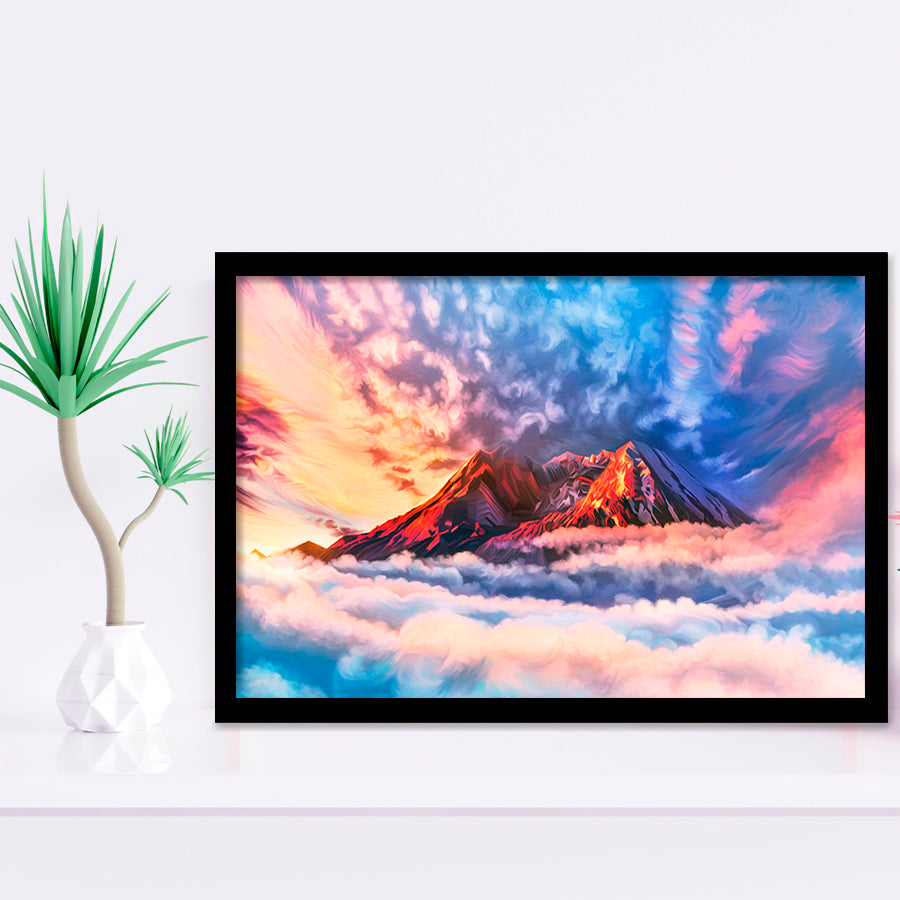 Artwork Sky Mountains Clouds  Framed Art Prints Wall Decor - Painting Prints, Wall Art, Framed Picture, Black Frame