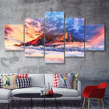 Artwork Sky Mountains Clouds  5 Pieces Canvas Prints Wall Art - Painting Canvas, Multi Panel, Wall Decor, Canvas Art