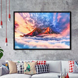 Artwork Sky Mountains Clouds  Framed Art Prints Wall Decor - Painting Prints, Wall Art, Framed Picture, Black Frame