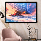 Artwork Sky Mountains Clouds  Framed Canvas Prints Wall Art - Painting Canvas, Wall Decor, Canvas Art, Floating Frame