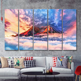 Artwork Sky Mountains Clouds  5 Pieces B Canvas Prints Wall Art - Painting Canvas, Multi Panel, Wall Decor, Canvas Art
