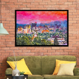 Asheville North Carolina Usa Twilight City Art Watercolor Framed Art Prints Wall Art Decor,Framed Picture