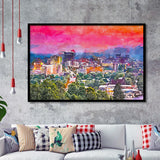 Asheville North Carolina Usa Twilight City Art Watercolor Framed Art Prints Wall Art Decor,Framed Picture