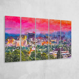Asheville North Carolina Usa Twilight 5 Pieces Extra Large Canvas Prints Wall Art Home Decor