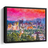 Asheville North Carolina Usa Twilight City Art Watercolor Framed Canvas Prints Wall Art Home Decor,Floating Frame