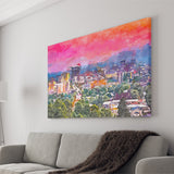Asheville North Carolina Usa Twilight City Art Watercolor Canvas Prints Wall Art Home Decor, Large Canvas