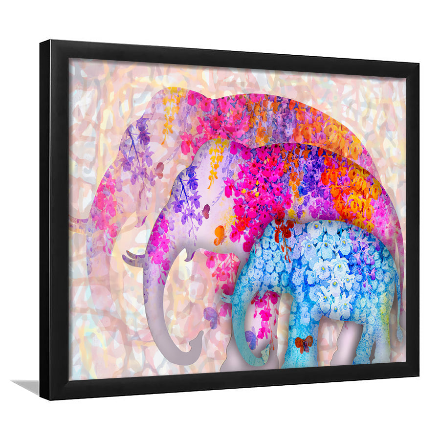 Asia Elephants And Forest Preservation Framed Wall Art - Framed Prints, Art Prints, Print for Sale, Painting Prints