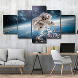 Astronaut In Outer Space, 5 Panel Canvas Prints Wall Art,Mixed Canvas, Large Canvas