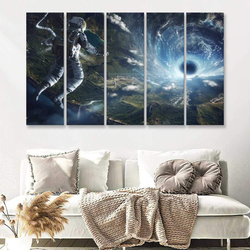 Astronaut On Space 5 Pieces B Canvas Prints Wall Art - Painting Canvas, Multi Panels,5 Panel, Wall Decor