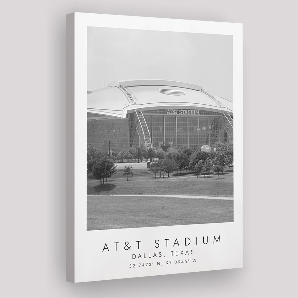 At&T Stadium Dallas Football Lovers Black And White Art Canvas Prints Wall Art Home Decor