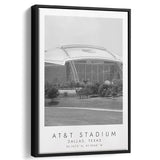 At&T Stadium Dallas Football Lovers Black And White Art Framed Canvas Prints Wall Art Home Decor, Floating Frame