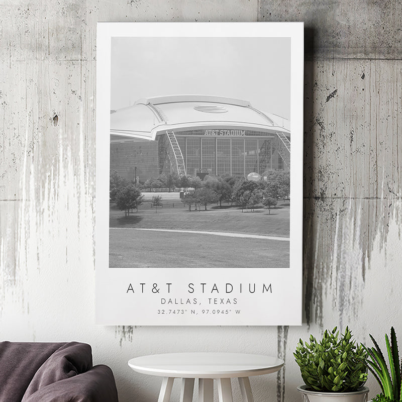 At&T Stadium Dallas Football Lovers Black And White Art Canvas Prints Wall Art Home Decor