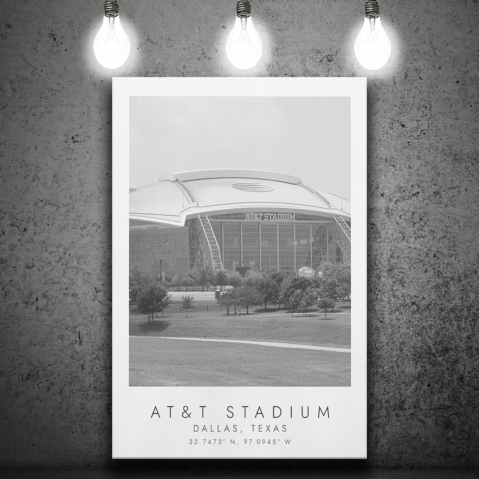 At&T Stadium Dallas Football Lovers Black And White Art Canvas Prints Wall Art Home Decor