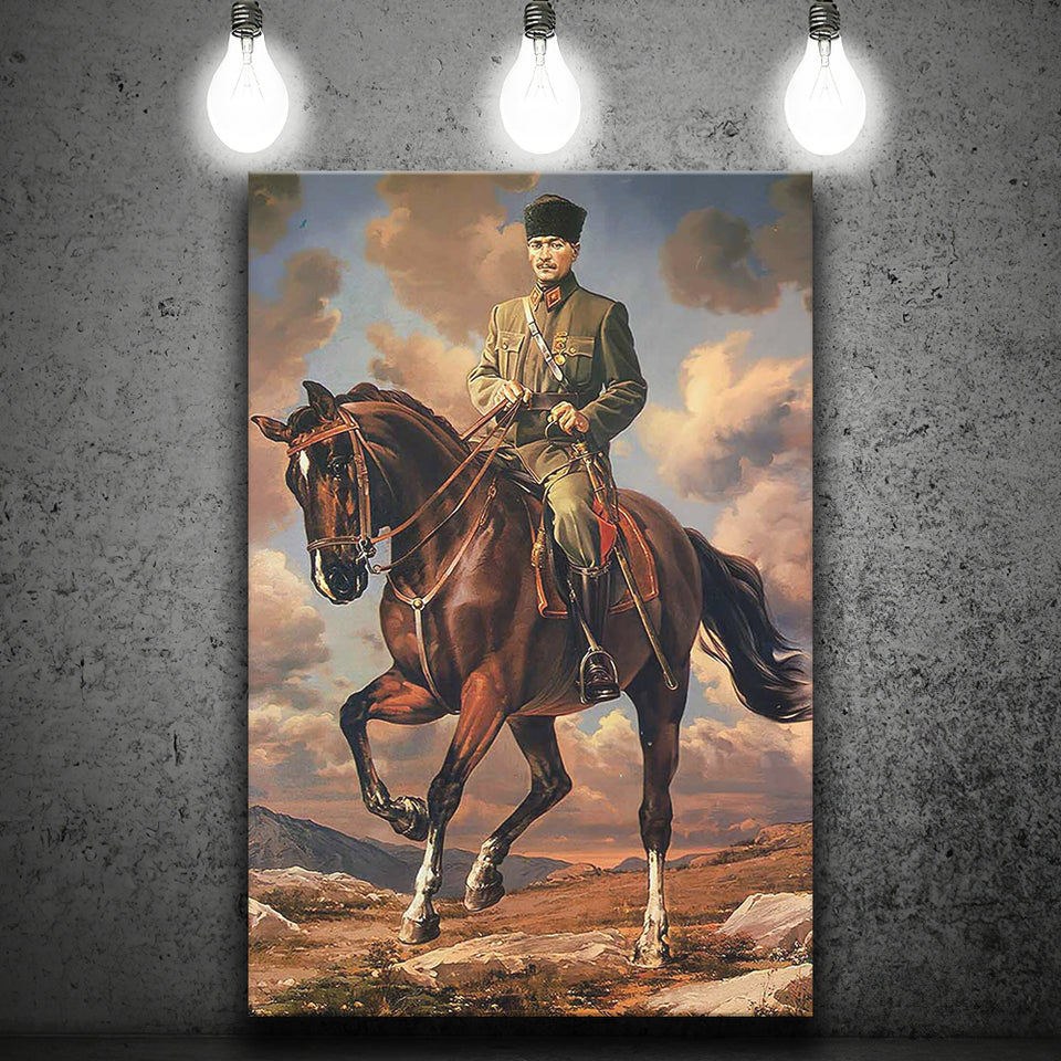Ataturk Riding Horse, Ataturk Wall Art Canvas Prints Wall Art Home Decor