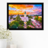Athens Georgia Usa Downtown Cityscape City Art Watercolor Framed Canvas Prints Wall Art Home Decor,Floating Frame
