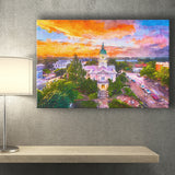 Athens Georgia Usa Downtown Cityscape City Art Watercolor Canvas Prints Wall Art Home Decor, Large Canvas