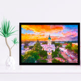Athens Georgia Usa Downtown Cityscape City Art Watercolor Framed Art Prints Wall Art Decor,Framed Picture