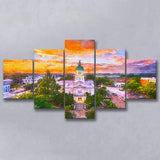 Athens Georgia Usa Downtown Cityscape 5 Pieces Mixed Canvas Prints Wall Art Home Decor