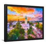 Athens Georgia Usa Downtown Cityscape City Art Watercolor Framed Art Prints Wall Art Decor,Framed Picture