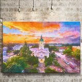 Athens Georgia Usa Downtown Cityscape City Art Watercolor Canvas Prints Wall Art Home Decor, Large Canvas