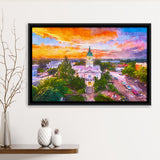 Athens Georgia Usa Downtown Cityscape City Art Watercolor Framed Canvas Prints Wall Art Home Decor,Floating Frame